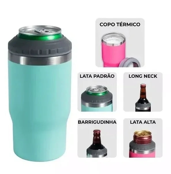 Copo Térmico 5x1 (Latinha/ Barrigudinha/ Long Neck/ Lata Alta 400 mL)