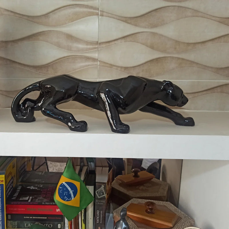 Escultura Pantera Negra em Cerâmica