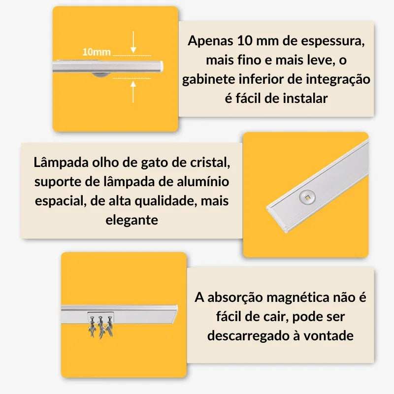 Lâmpada LED com sensor de movimento para armário de cozinha