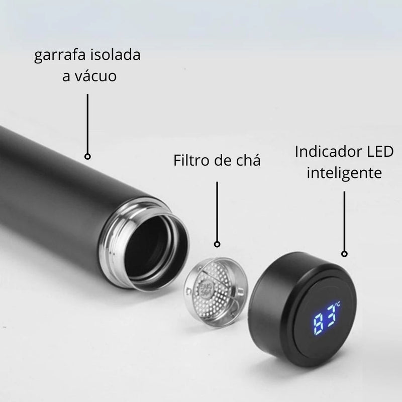 Garrafa Térmica à Vácuo 500ml Com Medidor De Temperatura Digital