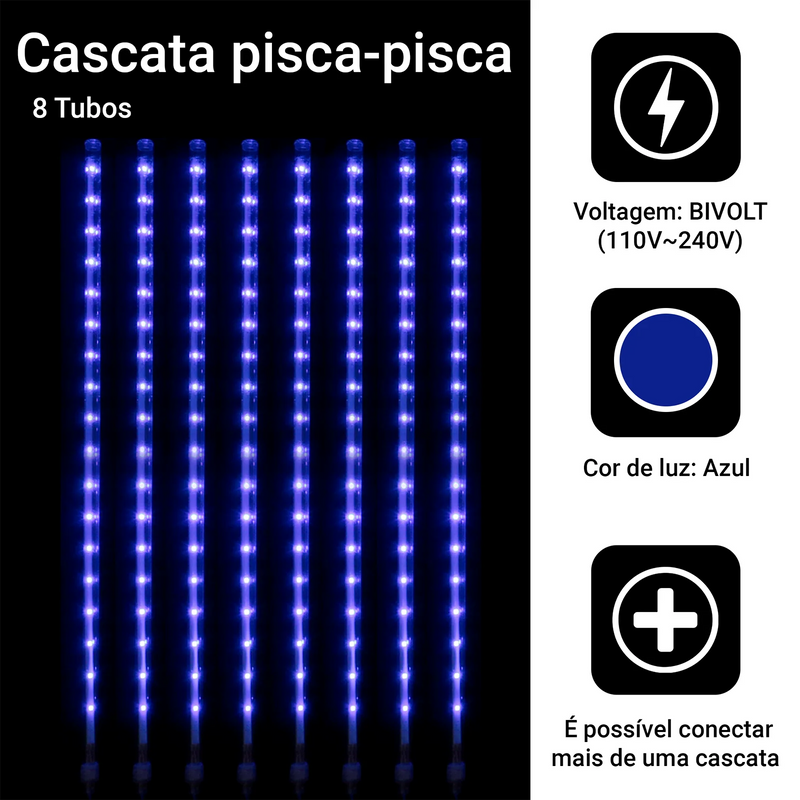 Cascata de Natal LED com 8 Tubos