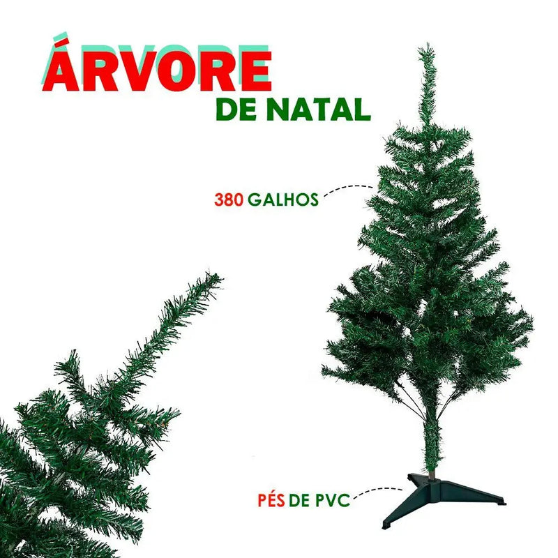 Árvore De Natal 150cm c/ Base de Metal e 380 Galhos